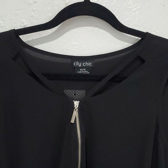 City Chic Top Sweet Zip in Black Size 14 or City Chic XS - Picture 2 of 11